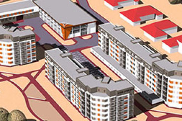 Проект жилого комплекса: три многоквартирных дома, паркинг, объекты обслуживания