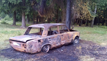 В лесу в районе ул. Войсковая ночью горел автомобиль, к счастью, пожар вовремя устранили