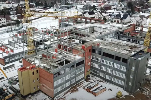 Полёт над школой в Колодищах: посмотрели как продвигается строительство