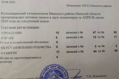 С начала года в Колодищах зарегистрировано 56 рождений, 17 браков и 60 смертей