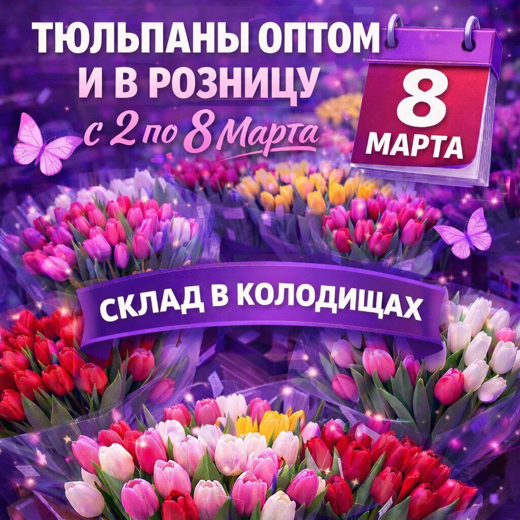 Со склада в Колодищах продают тюльпаны оптом и в розницу. Цены от 2,5 рублей